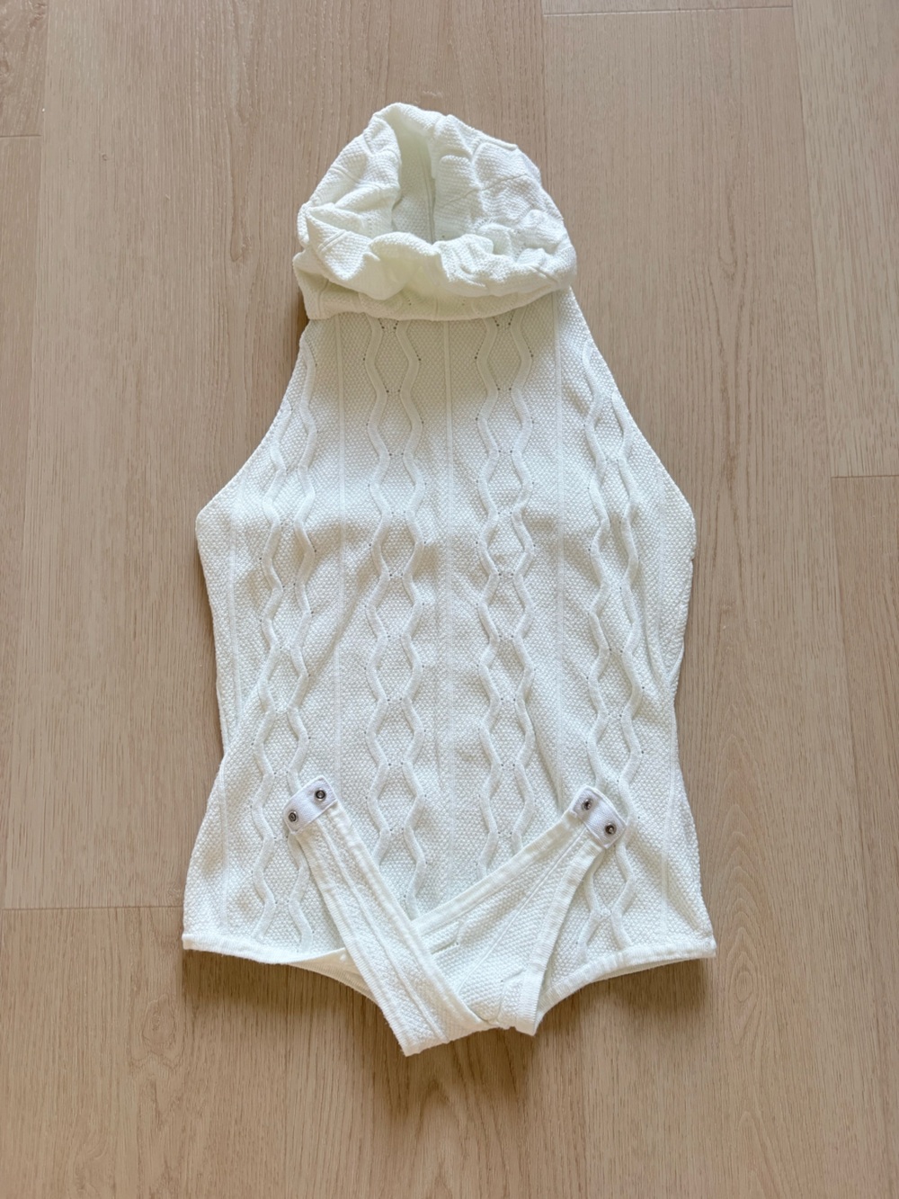Princess Polly Cream Cable Knit Cowl Sweater bodysuit